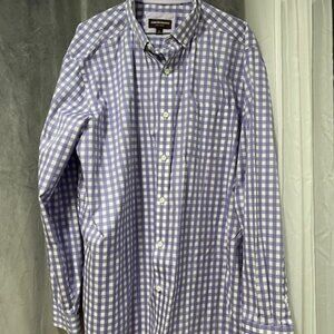 Johnston Murphy Purple checkered, Long sleeve, cotton shirt. Great condition